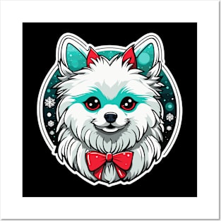 Pomeranian Christmas Illustration Posters and Art